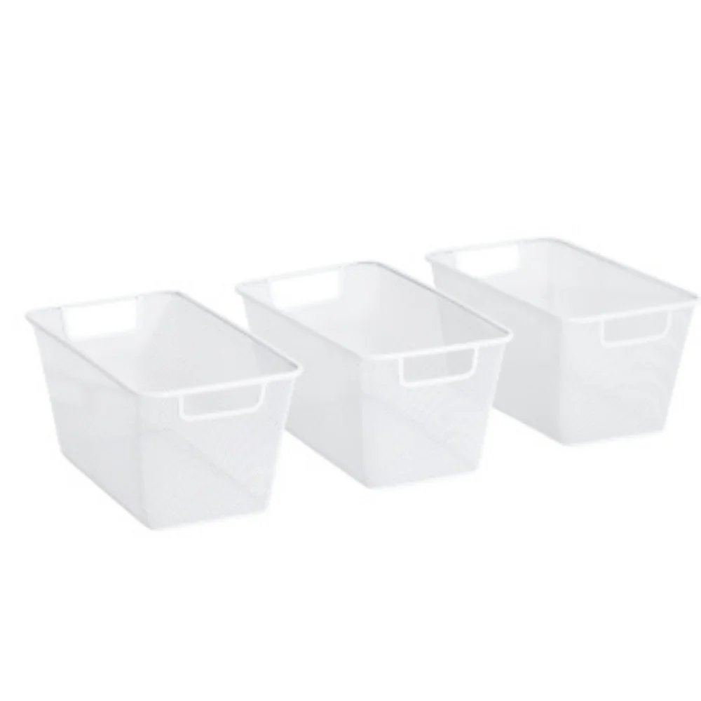 🤍▪️Juicy Couture ▪️3 Pk Metal Mesh Storage Bins with Cut Out Carry Handles